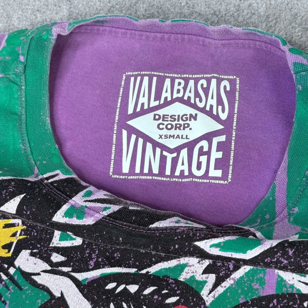 RARE Valabasas Vintage Tee Boom Lose Your Mind All‎ Over Graphic Tee Size XS